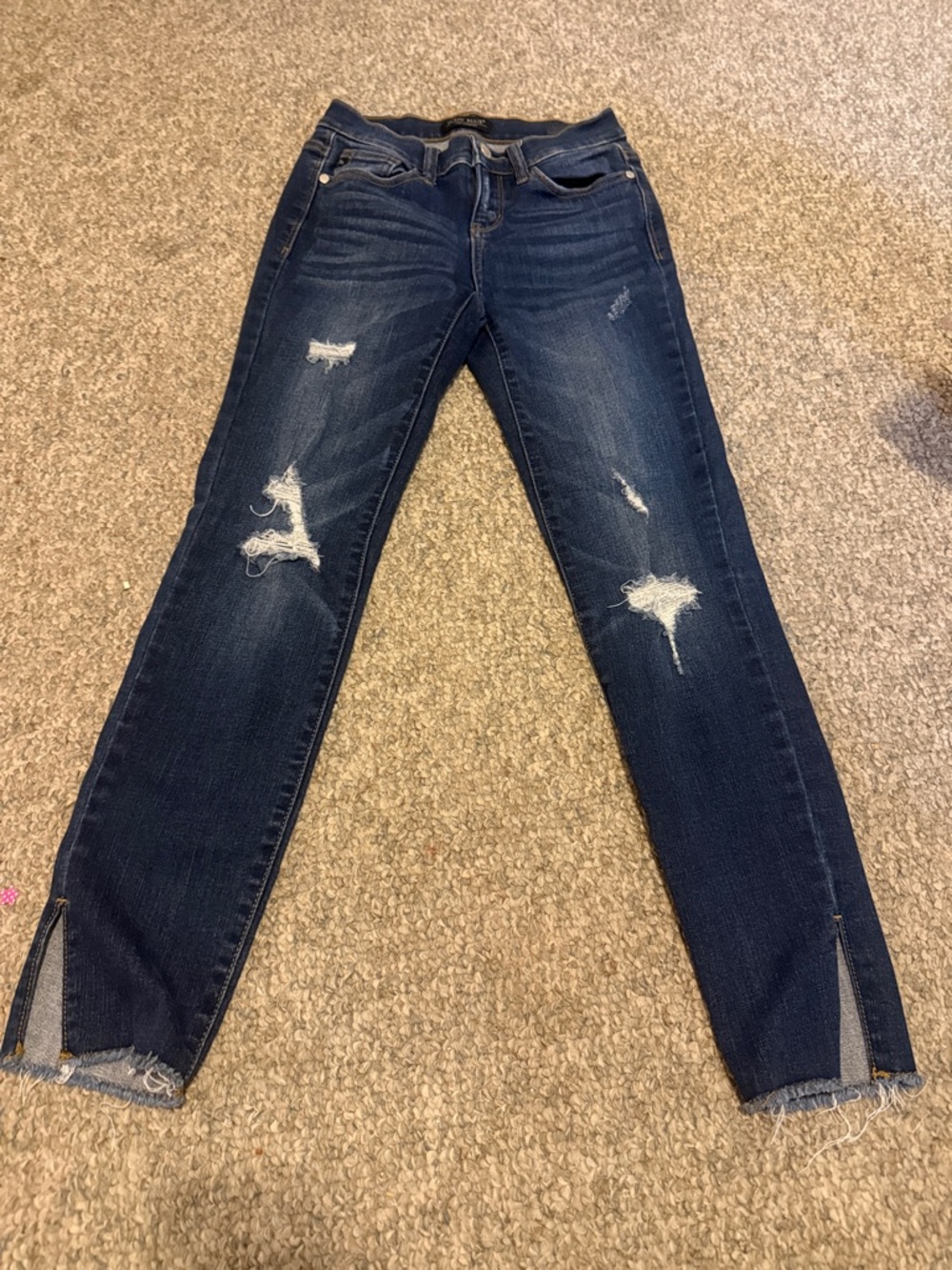 Judy Blue Dark Indigo Distressed Skinny Jeans